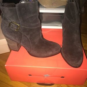 Dark brown suede booties